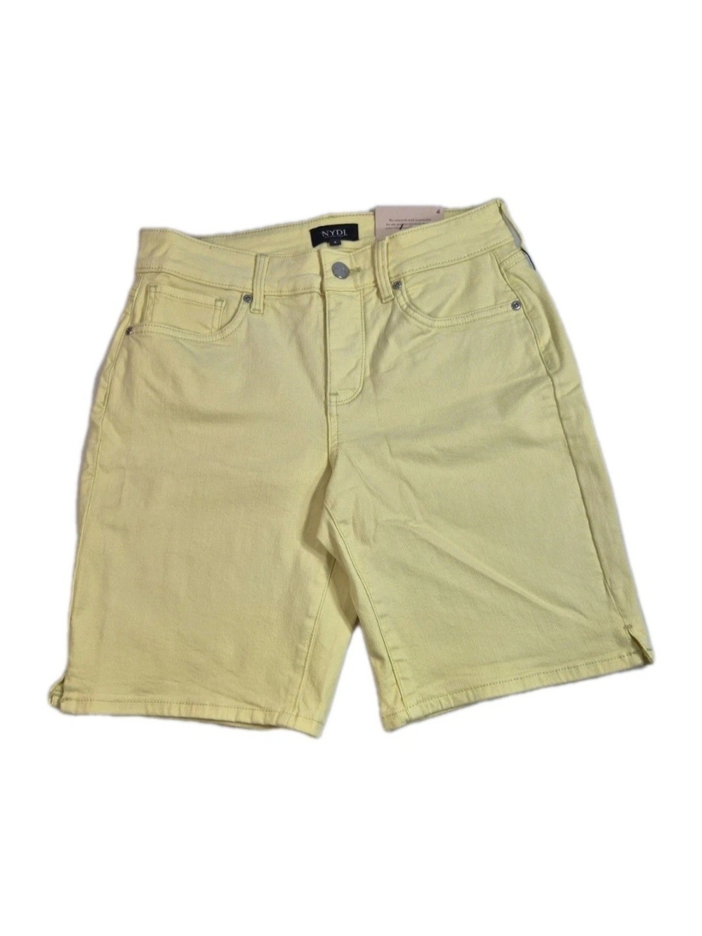 NYDJ Ella Jean Shorts Women's Size 4 Side Slits Yellow Chartreuse Denim NWT 56